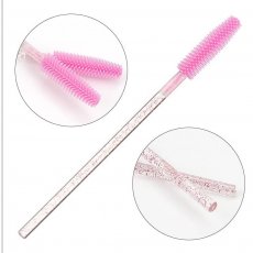 Mascaraborste Silicon Glitter "Pink" 50st