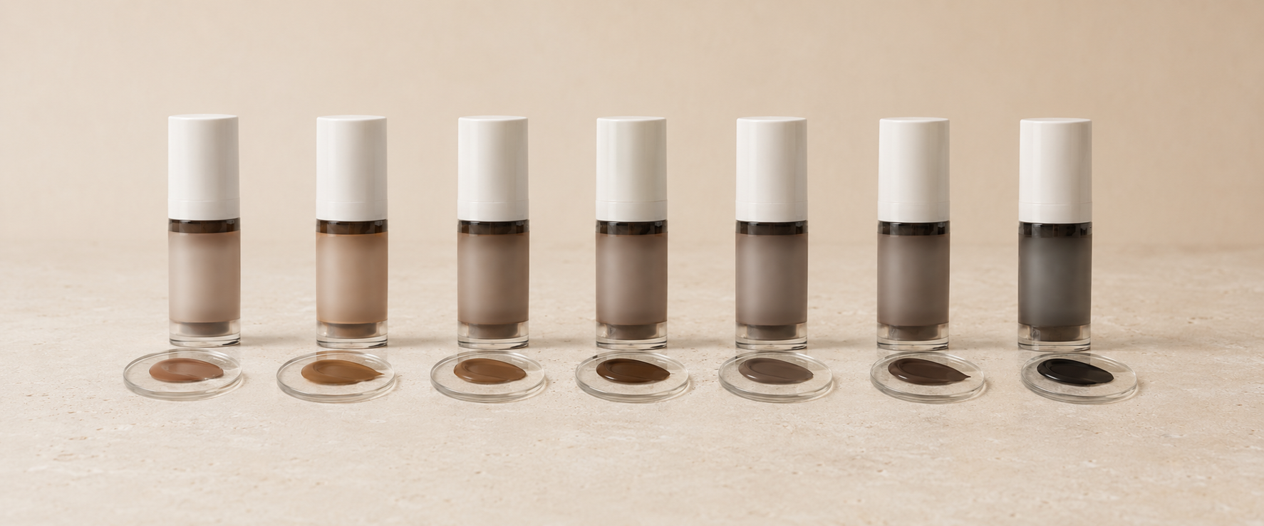 Microbladingpigment i flera bruna nyanser med färgprover