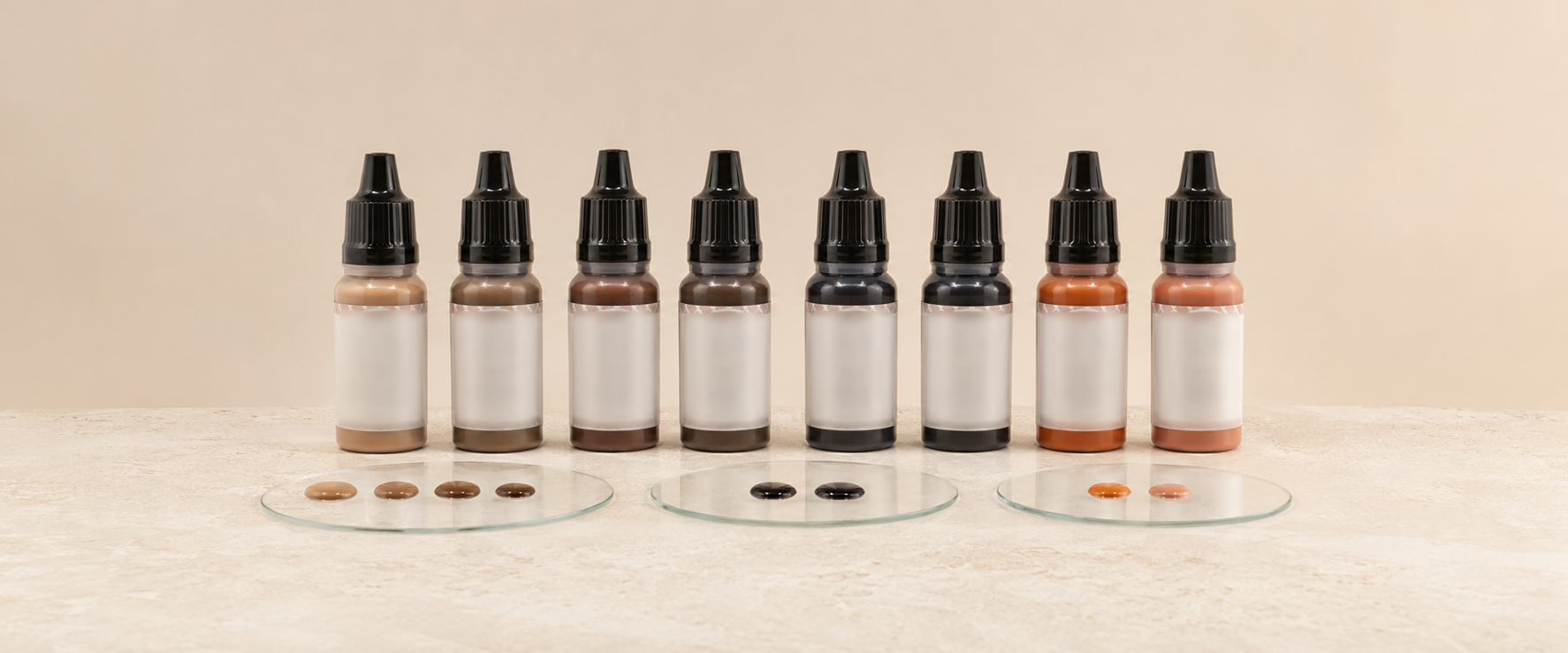 Flytande PMU-pigment i bruna, svarta och korrigerande nyanser