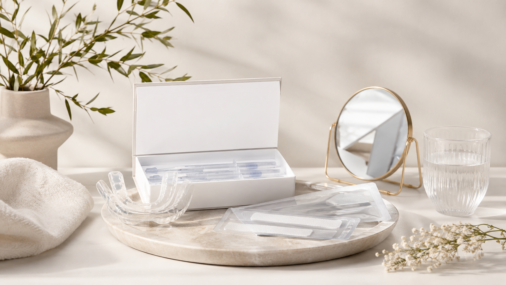 Tandblekning hemma med kit och tillbehör