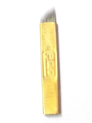 Microblading #12 hårt blad 10-pack från Bellestore, sterilt förpackade engångsblad med 12 tunna nålar på rad, 0,2 mm tjocklek.