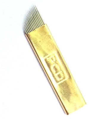Microblading #14 hårt blad 10-pack från Bellestore, sterilt engångsblad 0,2 mm med 14 tunna nålar i tät rad