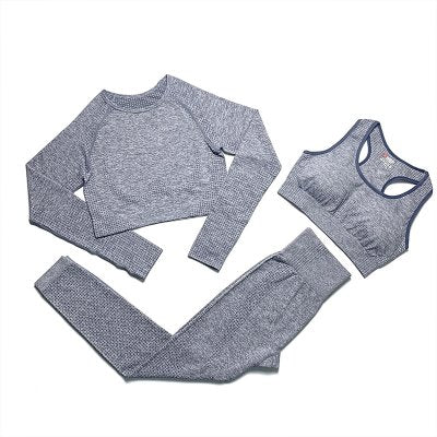Classic Crop Top i grått från Bellestore – seamless träningstopp med lång ärm och elastisk passform
