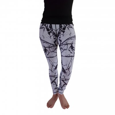 White Marbel Basic Tights i vitt funktionsmaterial med snörning i midjan och PROWAY-tryck på benet