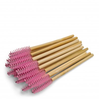 Mascaraborste med skaft i bambu, 50-pack engångsborstar för fransförlängning och lash lift från Bellestore.