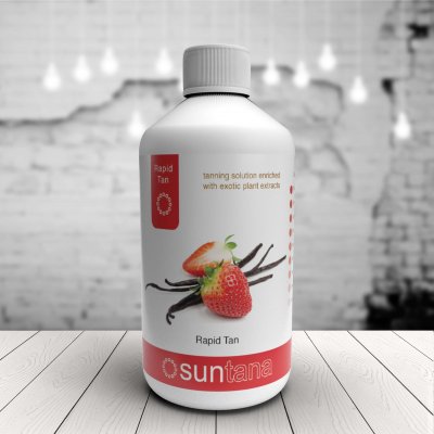 Suntana Rapid Tan 250ml flaska - snabbutvecklande spraytanvätska med jordgubb- och vaniljdoft för professionellt bruk