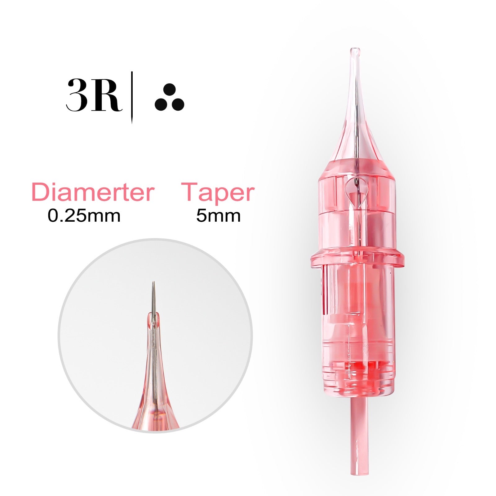 3RL PMU-nål 0.25mm engångsnål 10-pack, EO-steriliserad för eyeliner och läppifyllnad