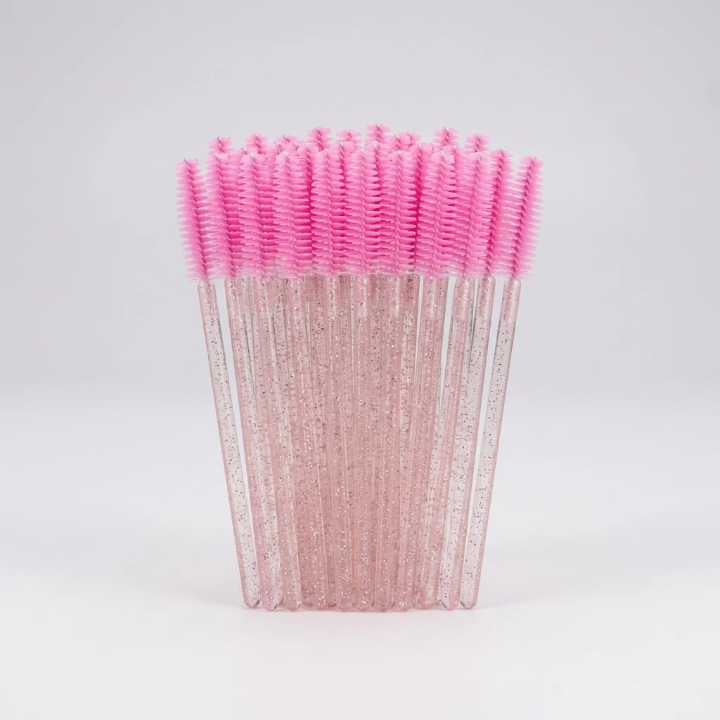 Mascaraborste Silikon Glitter "Rosa" 50st