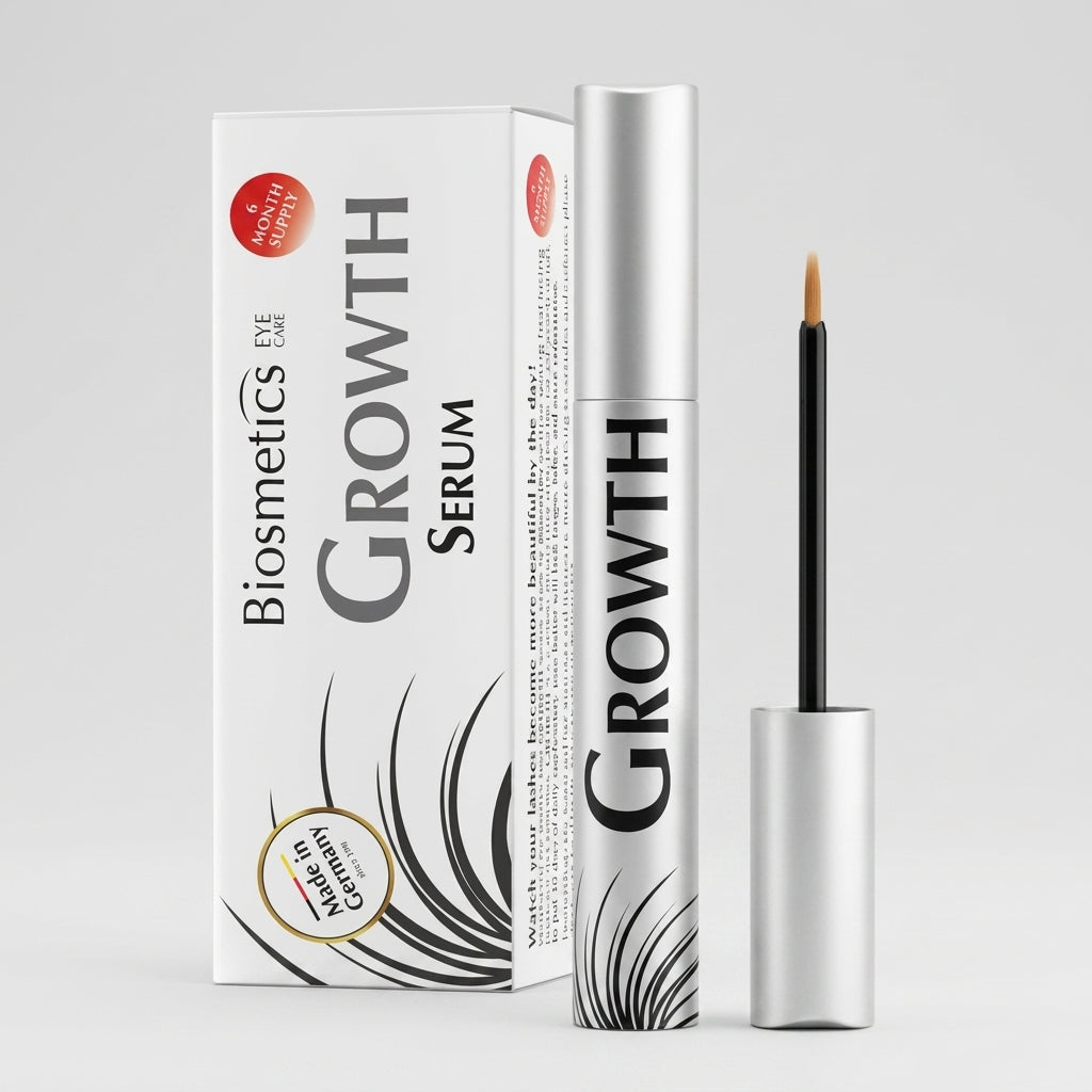 BIOSMETICS GROWTH Serum 3ml – silvrig applikatorpenna och vit förpackning framifrån