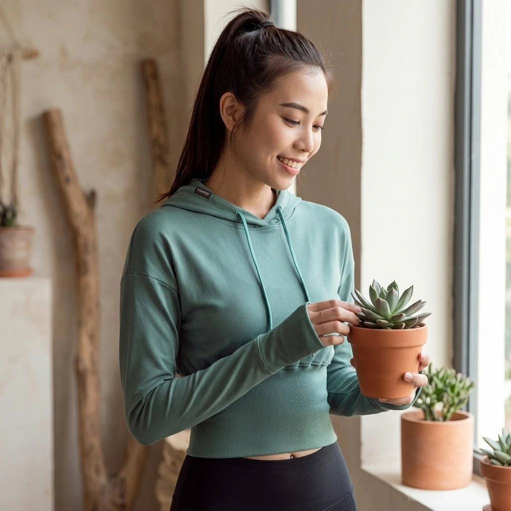 Cropped Hoodie, Grön