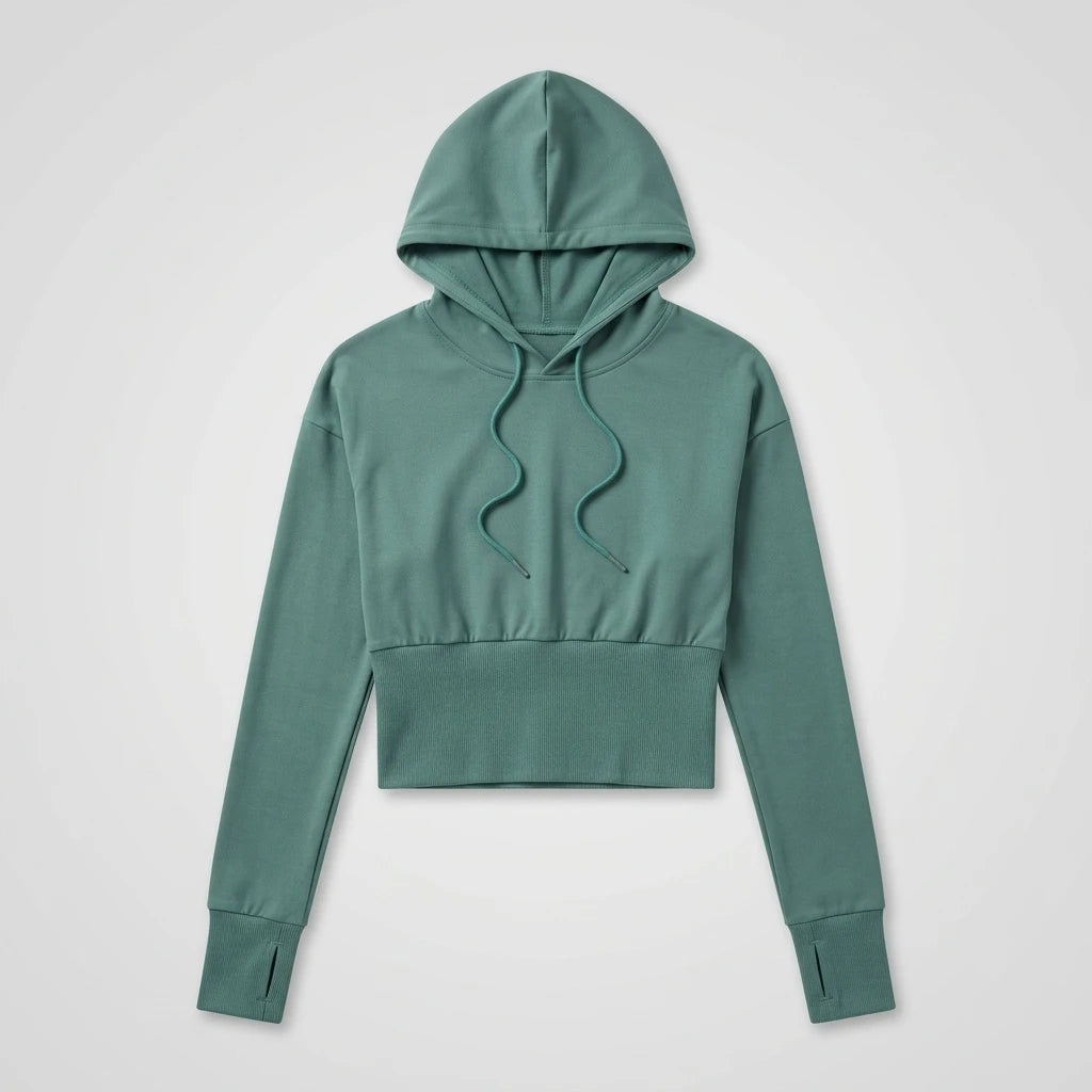 Cropped Hoodie, Grön