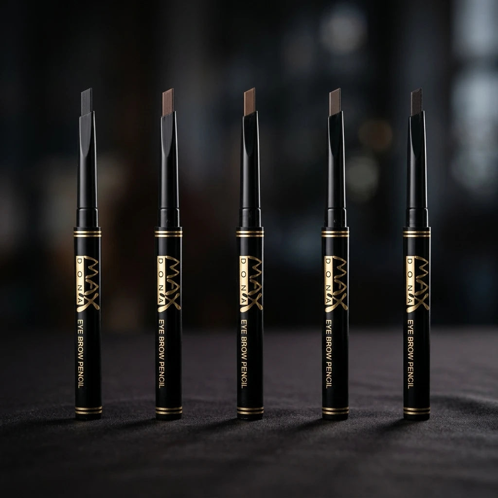 Free Cut Black ögonbrynspennor med vinklade spetsar uppradade i fem nyanser för PMU och microblading.