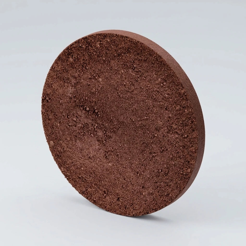 Isometrisk vy av Moyana Corigan Eyebrow Shadow i pressat puder med finkornig textur, mörkbrun nyans.