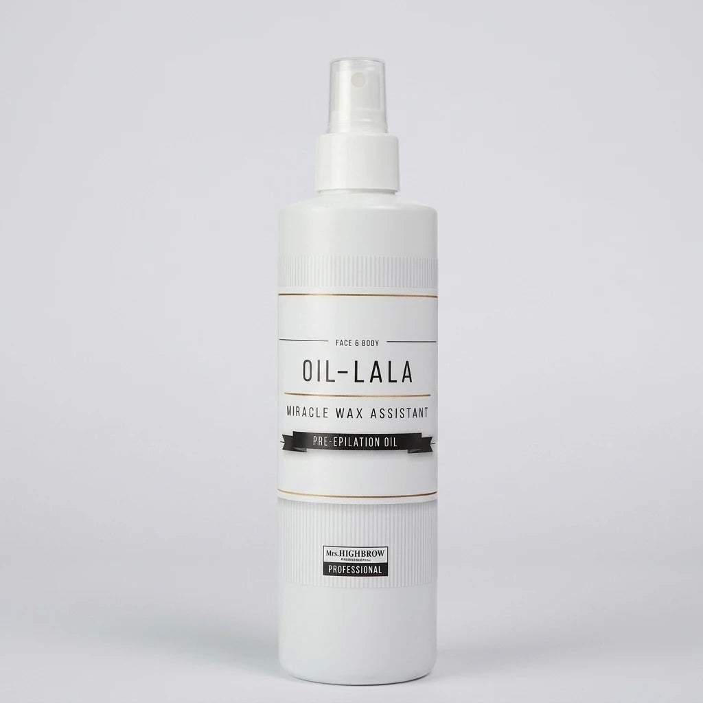 Mrs. Highbrow Oil Lala Miracle Wax Oil 250ml sprayflaska – pre-wax förbehandlingsolja för ansikte och kropp.