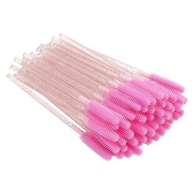 Mascaraborste i silikon med rosa glitterskaft, 50-pack engångsborstar för fransförlängning från Bellestore