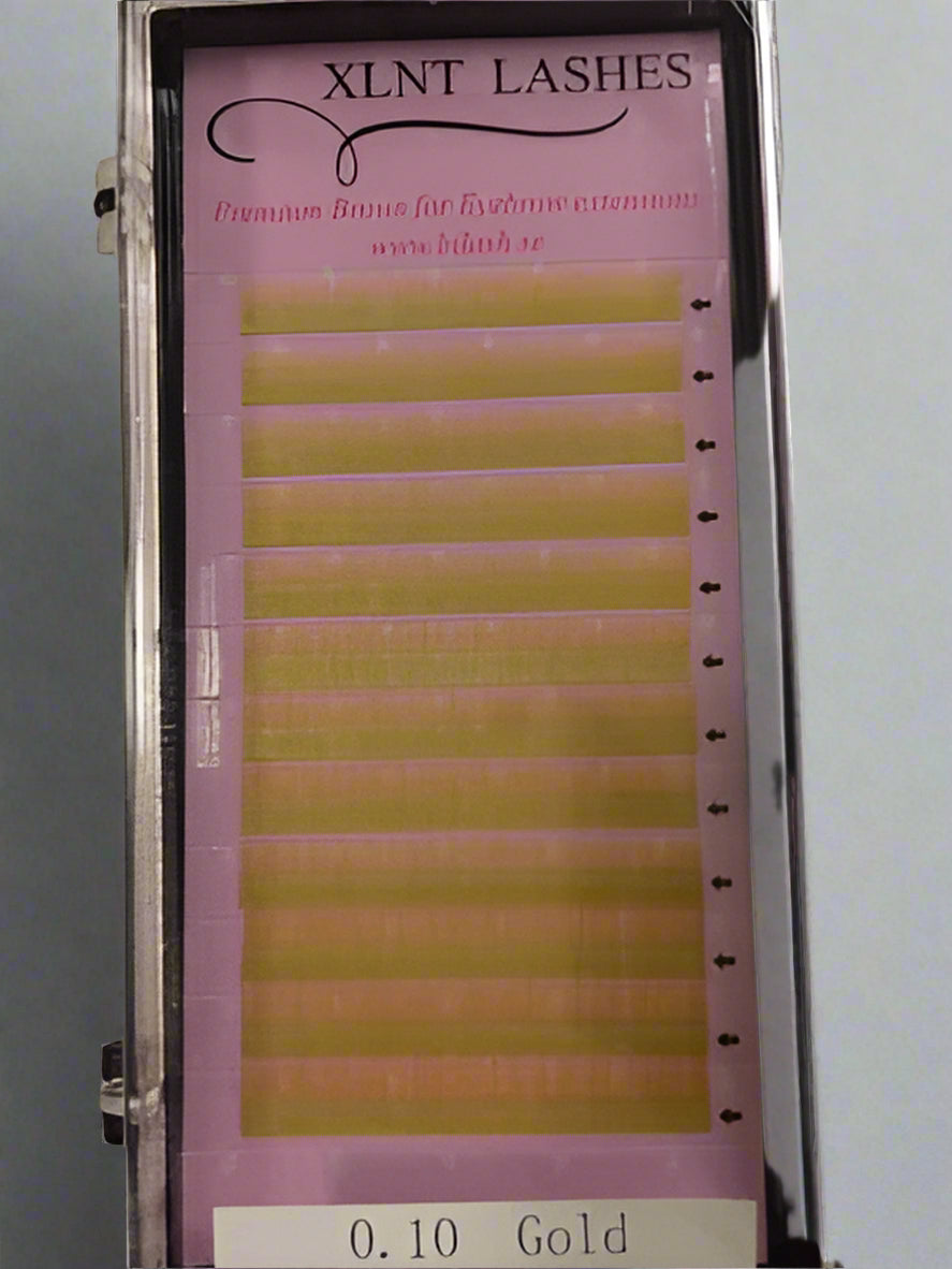 Premium Eyebrow MIX Guld 5-8mm singelbryn på remsa, tjocklek 0,10 från XLNT Lashes