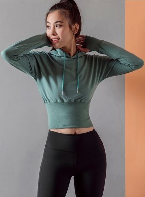 Cropped Hoodie, Grön