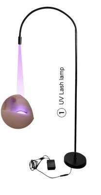 UV-LED lampa för fransförlängning med justerbar arm och fotpedal, härdar UV-lim på 0,5–2 sekunder
