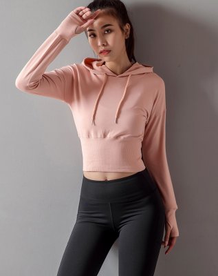 Cropped Hoodie, Puderrosa