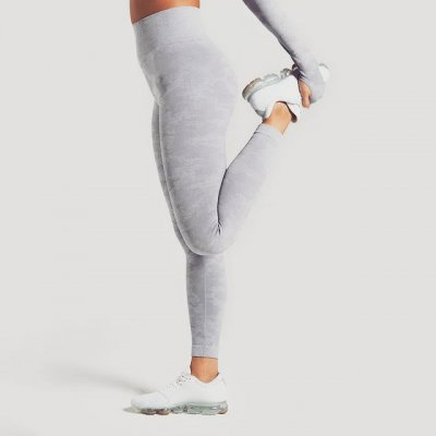 Camo Seamless Tights i ljusgrå från Bellestore med scrunch bak och högt midjeband