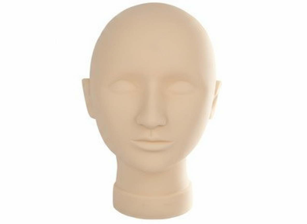 Mannequin head i sidovy – övningshuvud för stylister inom fransar, microblading och permanent makeup.