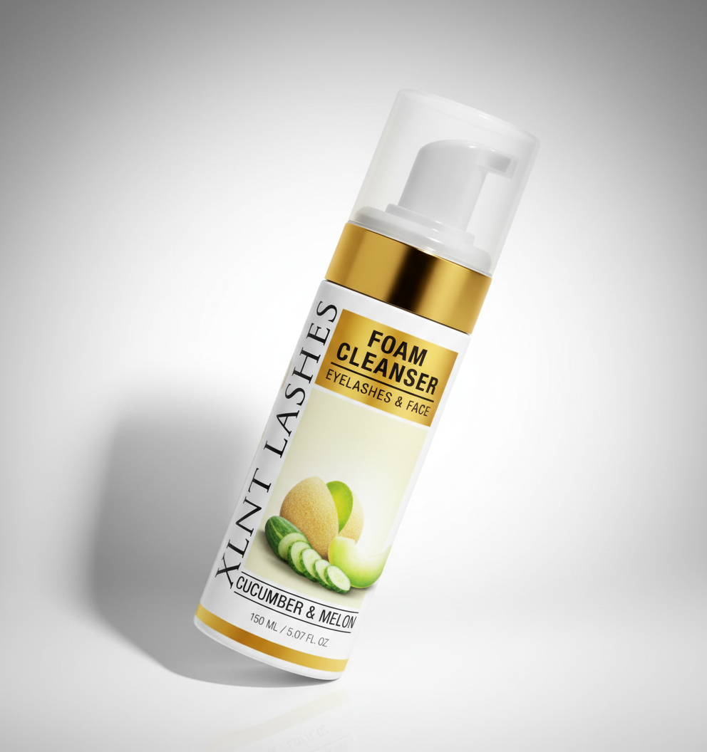 Fransrengöring Gurka & Melon från XLNT Lashes, oljefri foam cleanser för proffs och hemmavård
